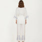 3-Piece Set Pajama Lounge Set with Wrap Tie Robe Long Sleeve Top and Wide Leg Pants