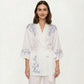3-Piece Set Pajama Lounge Set with Wrap Tie Robe Long Sleeve Top and Wide Leg Pants