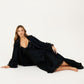 2-Piece Set Smooth Sleepwear Slip Dress with Long Sleeve Open Front Robe Floral Trim