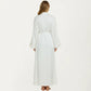 2-Piece Set Smooth Sleepwear Slip Dress with Long Sleeve Open Front Robe Floral Trim