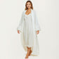 2-Piece Set Smooth Sleepwear Slip Dress with Long Sleeve Open Front Robe Floral Trim