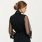 2-Piece Set Smooth Sleepwear Slip Dress with Sheer Lace Trim Robe Lightweight Nightgown Set