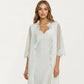 2-Piece Set Smooth Sleepwear Slip Dress with Sheer Lace Trim Robe Lightweight Nightgown Set