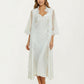 2-Piece Set Smooth Sleepwear Slip Dress with Sheer Lace Trim Robe Lightweight Nightgown Set