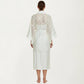 2-Piece Set Smooth Sleepwear Slip Dress with Sheer Lace Robe Lightweight Long Nightgown Set