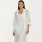 2-Piece Set Smooth Sleepwear Slip Dress with Sheer Lace Robe Lightweight Long Nightgown Set