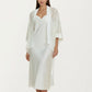 2-Piece Set Smooth Sleepwear Slip Dress with Sheer Lace Robe Lightweight Long Nightgown Set