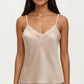 2-Piece Set Smooth Pajama Camisole Top and Shorts with Lace Trim Adjustable Straps