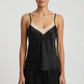 2-Piece Set Smooth Pajama Camisole Top and Shorts with Lace Trim Adjustable Straps