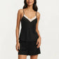 2-Piece Set Smooth Pajama Camisole Top and Shorts with Lace Trim Adjustable Straps