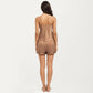 2-Piece Set Smooth Pajama Camisole Top and Shorts with Contrast Trim Drawstring Waist