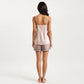 2-Piece Set Smooth Pajama Camisole Top and Shorts with Contrast Trim Drawstring Waist