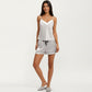 2-Piece Set Smooth Pajama Camisole Top and Shorts with Contrast Trim Drawstring Waist