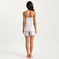 2-Piece Set Smooth Pajama Camisole Top and Shorts with Contrast Trim Drawstring Waist