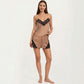 2-Piece Set Satin Pajama Camisole Top and Shorts with Contrast Lace Trim Adjustable Straps