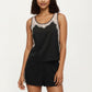2-Piece Set Satin Pajama Tank Top and Shorts with Lace Trim Sleeveless Relaxed Fit Sleepwear
