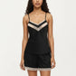 2-Piece Set Satin Pajama Camisole Top and Shorts with Contrast Lace Trim Adjustable Straps