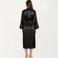2-Piece Set Satin Sleepwear Slip Dress with Matching Long Sleeve Robe Silky Pajama Set