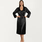 2-Piece Set Satin Sleepwear Slip Dress with Matching Long Sleeve Robe Silky Pajama Set
