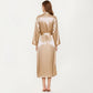 2-Piece Set Satin Sleepwear Slip Dress with Matching Long Sleeve Robe Silky Pajama Set