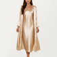 2-Piece Set Satin Sleepwear Slip Dress with Matching Long Sleeve Robe Silky Pajama Set