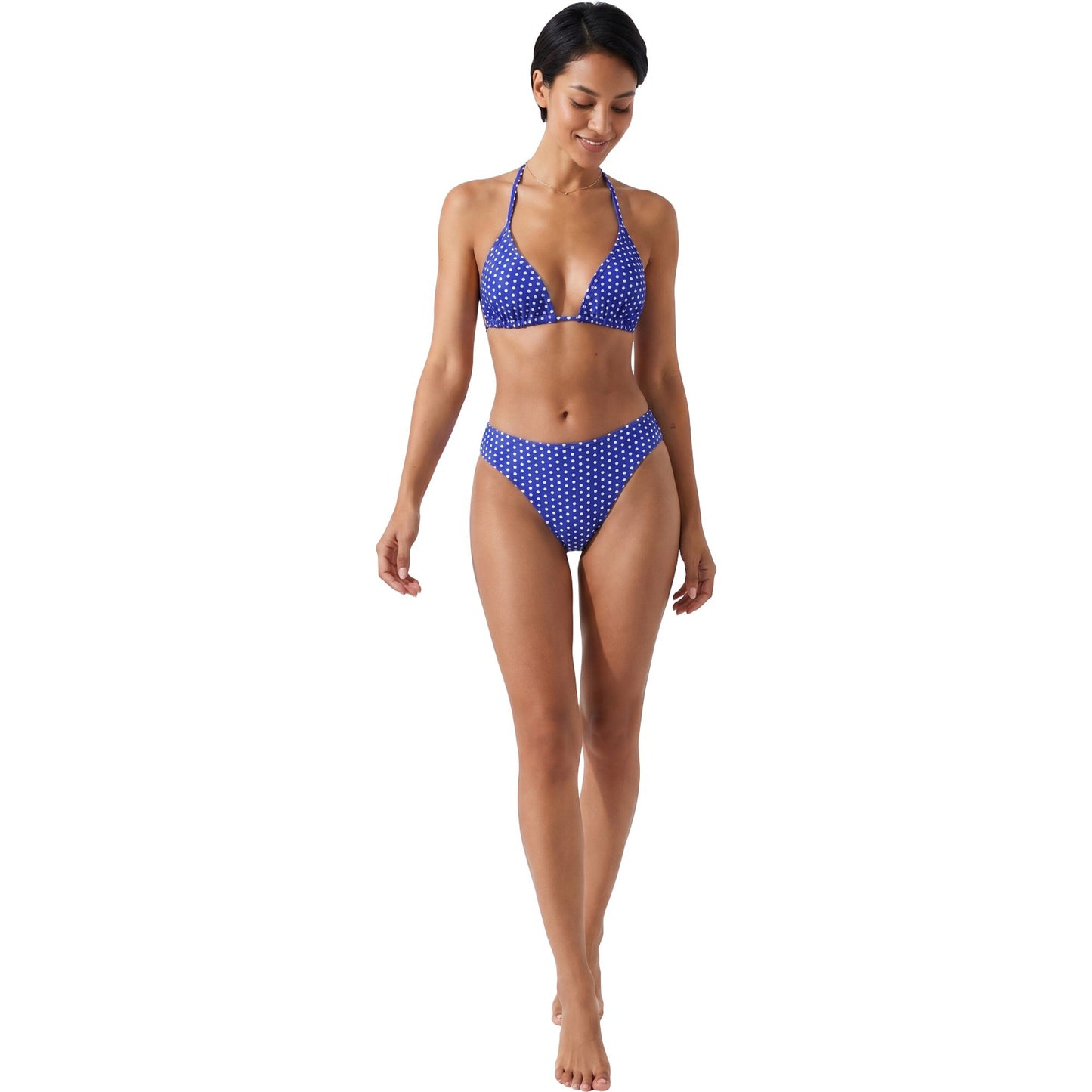 Polka Dot Triangle Bikini Set with Halter Neck Design