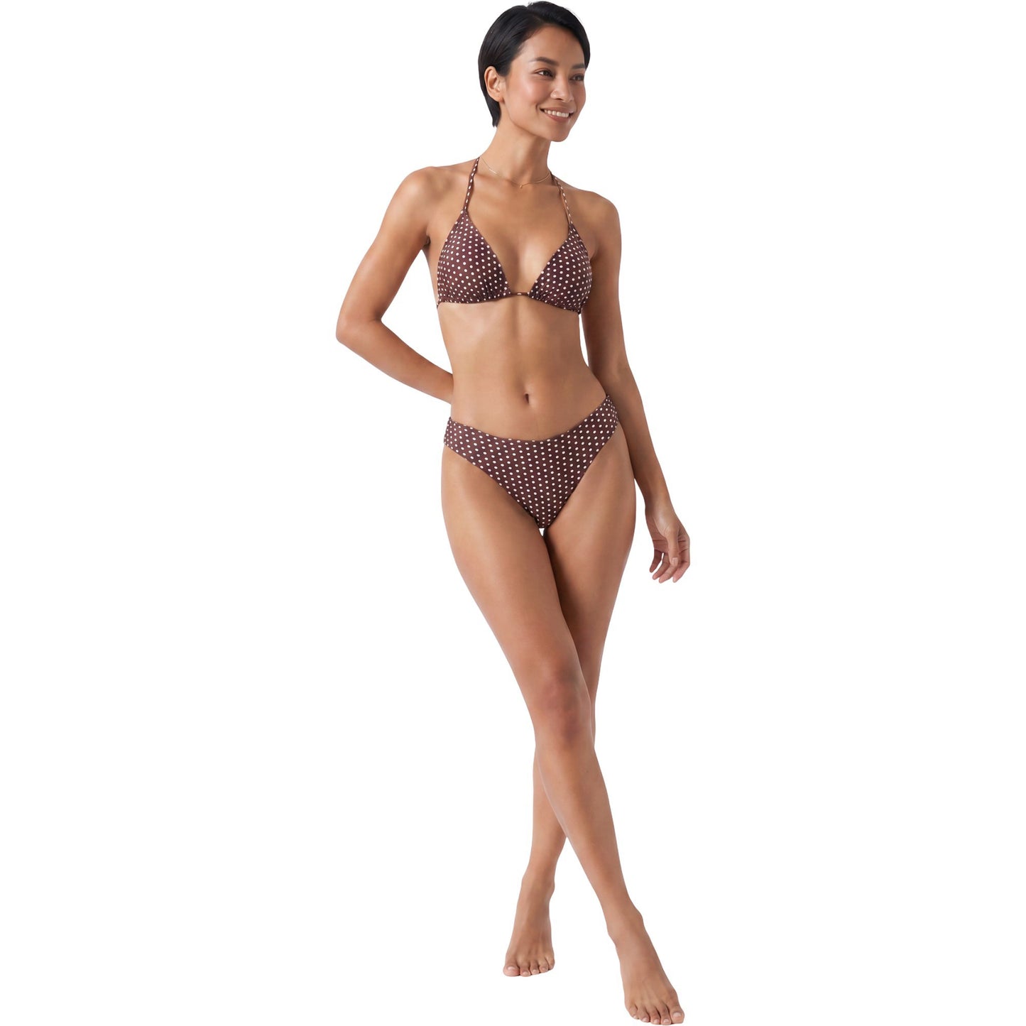 Polka Dot Triangle Bikini Set with Halter Neck Design