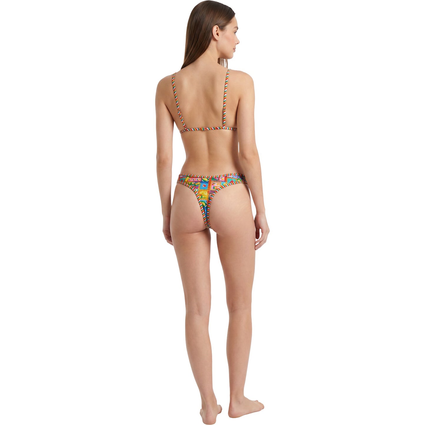 Printed Triangle Bikini Set with Low Rise Bottoms