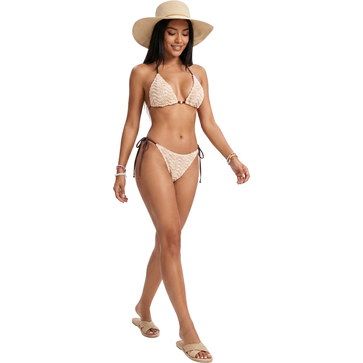 Textured Triangle Bikini Set