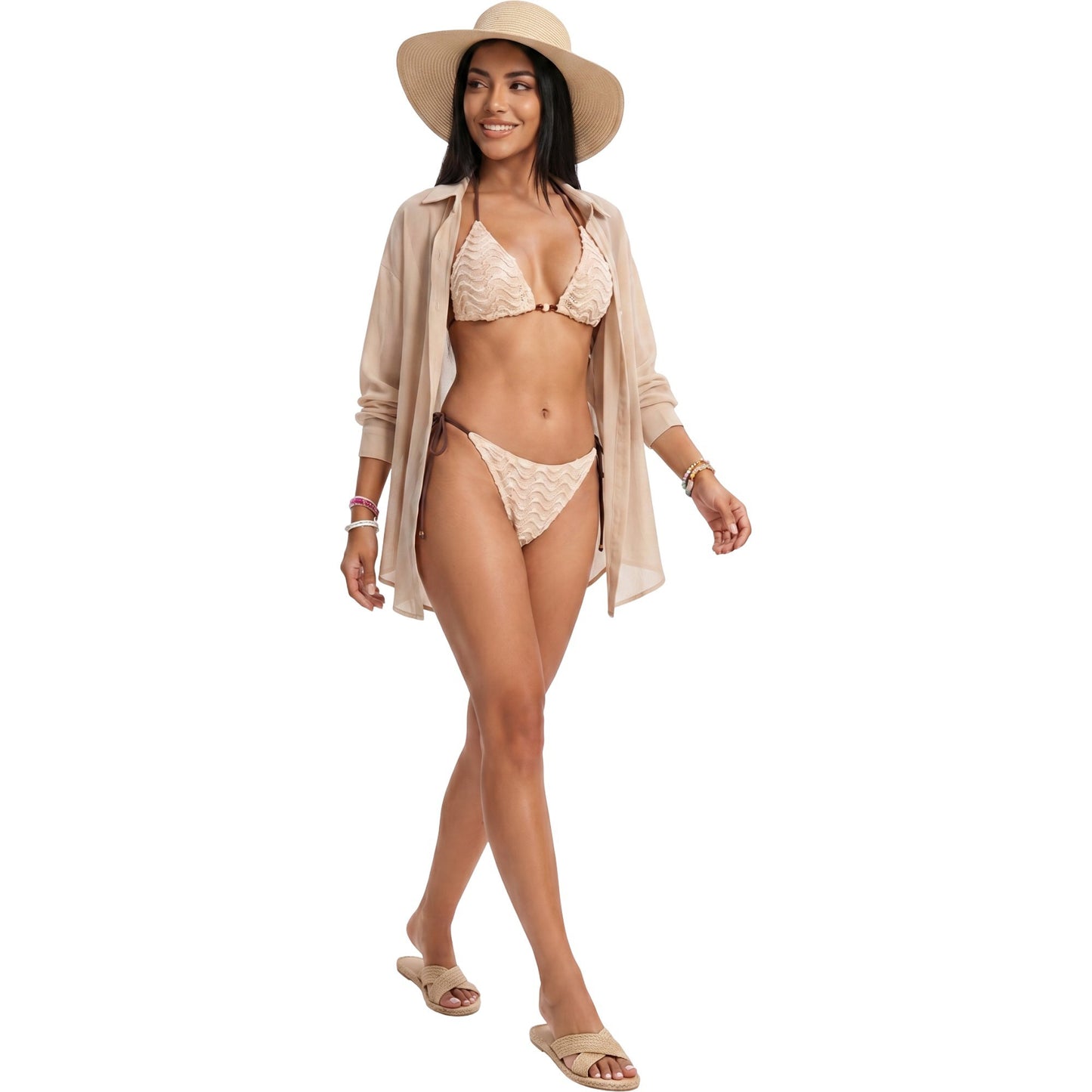 Textured Triangle Bikini Set