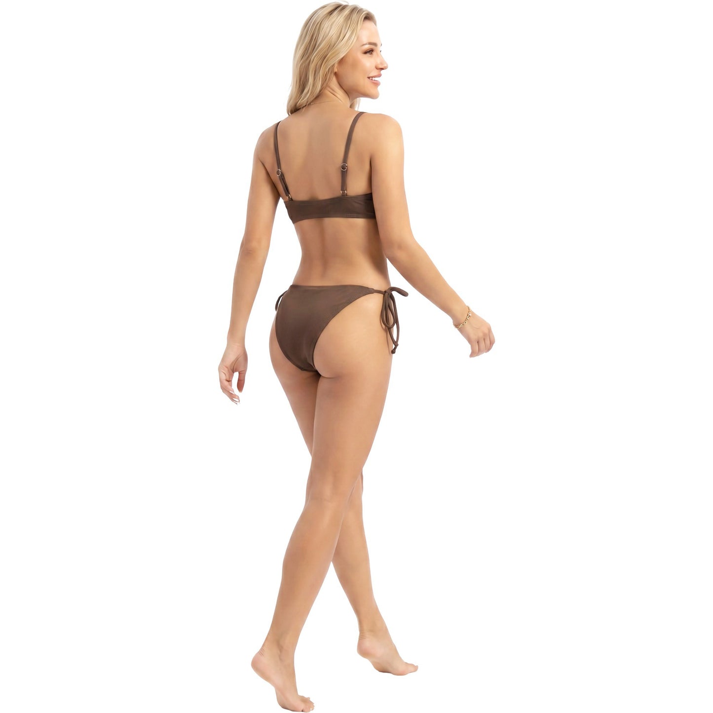 Ribbed Tie Front Bikini Set