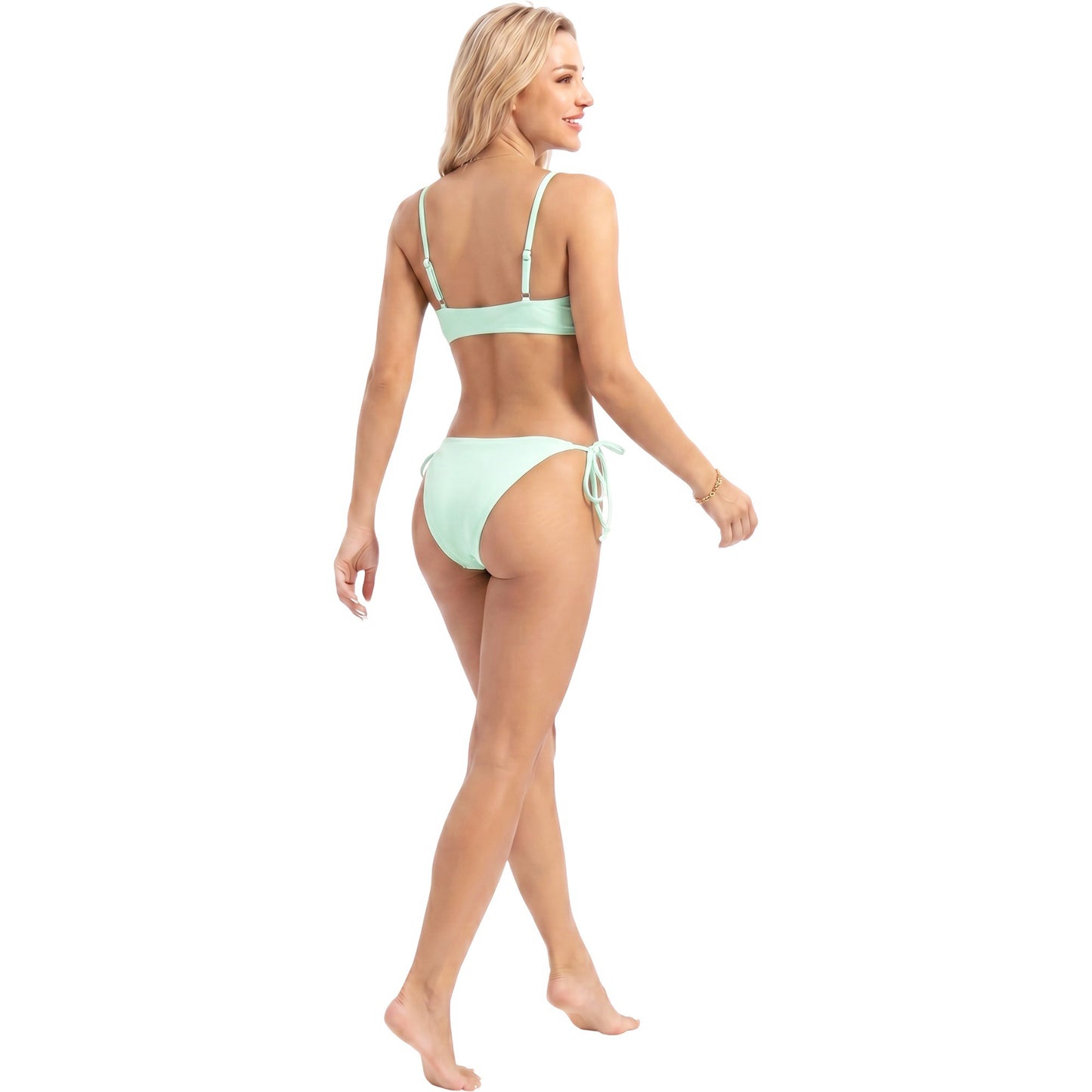 Ribbed Tie Front Bikini Set