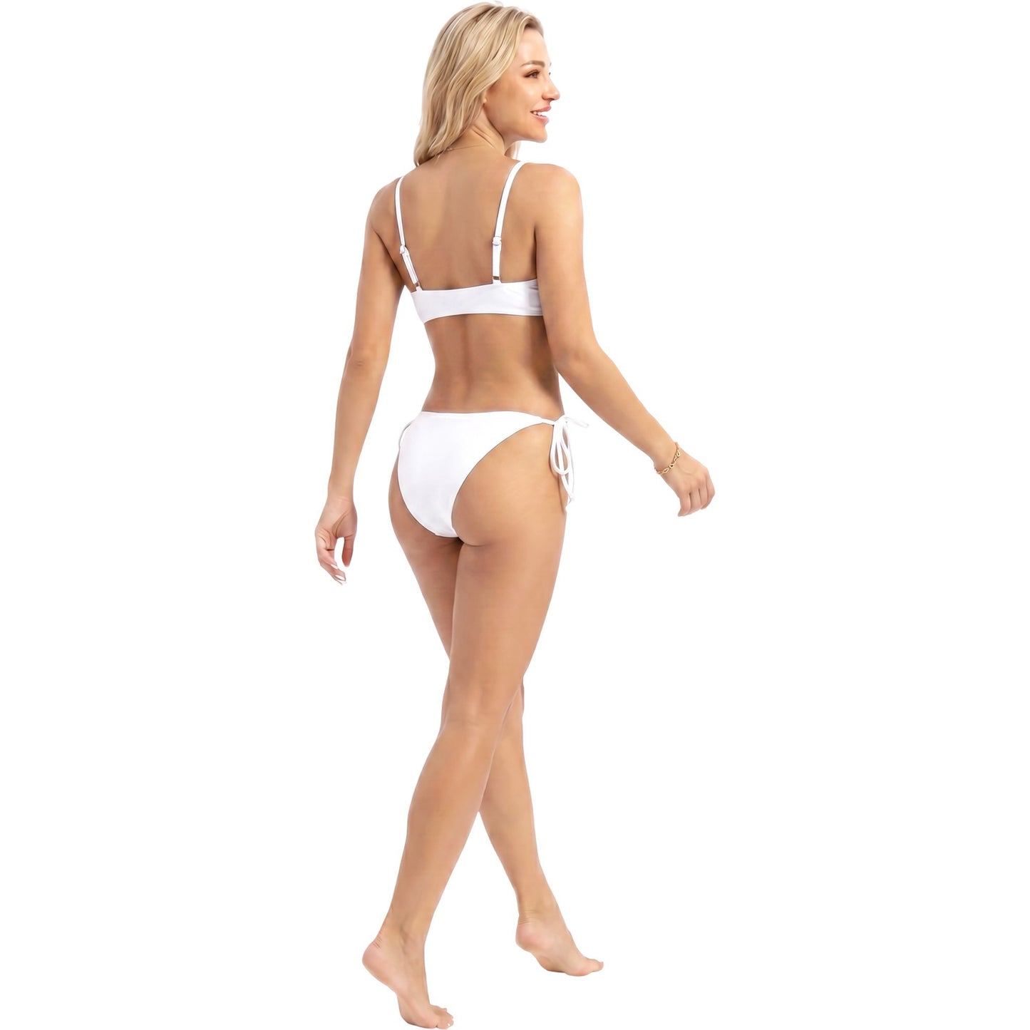 Ribbed Tie Front Bikini Set