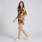 2-Piece Abstract Print Short Pajama Set with Button Front Top and Matching Shorts