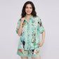2-Piece Botanical Short Pajama Set with Button Front Top and Matching Shorts