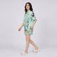 2-Piece Botanical Short Pajama Set with Button Front Top and Matching Shorts