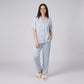 2-Piece Striped Pajama Set with Short Sleeve Button Top and Wide Leg Pants