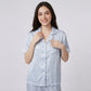 2-Piece Striped Pajama Set with Short Sleeve Button Top and Wide Leg Pants