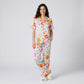 2-Piece Floral Pajama Set with Short Sleeve Button Top and Wide Leg Pants