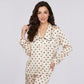 2-Piece Polka Dot Pajama Set with Button Front Top and Wide Leg Pants