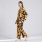 2-Piece Abstract Print Pajama Set with Button Front Top and Wide Leg Pants