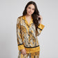 2-Piece Tiger Print Pajama Set with Button Front Top and Wide Leg Pants