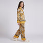 2-Piece Tiger Print Pajama Set with Button Front Top and Wide Leg Pants