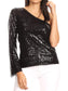 ANNA-KACI One Shoulder Sequin Top Party Blouse for Women by Anna-Kaci | Alilang S / Black