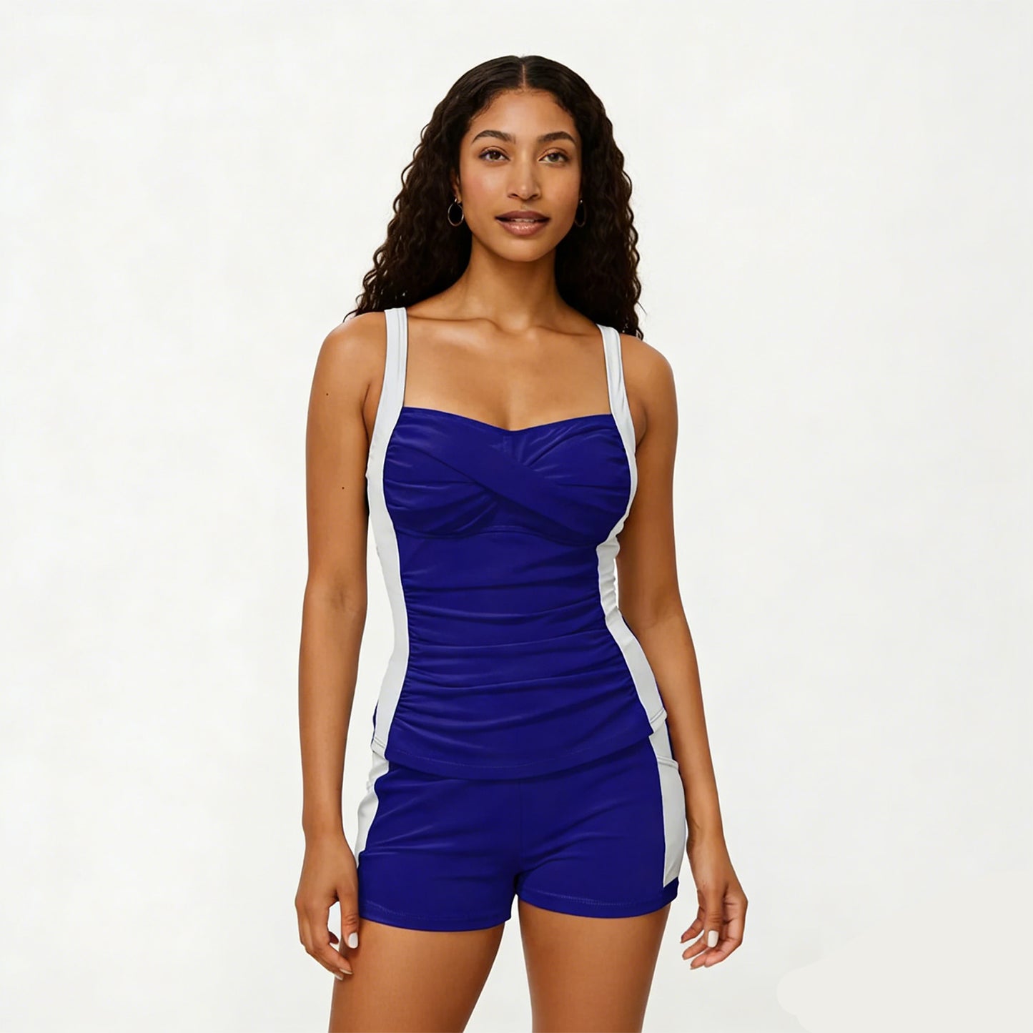 2-Piece Set Color Block Tankini Top with Boyshort Bottom Swim Set