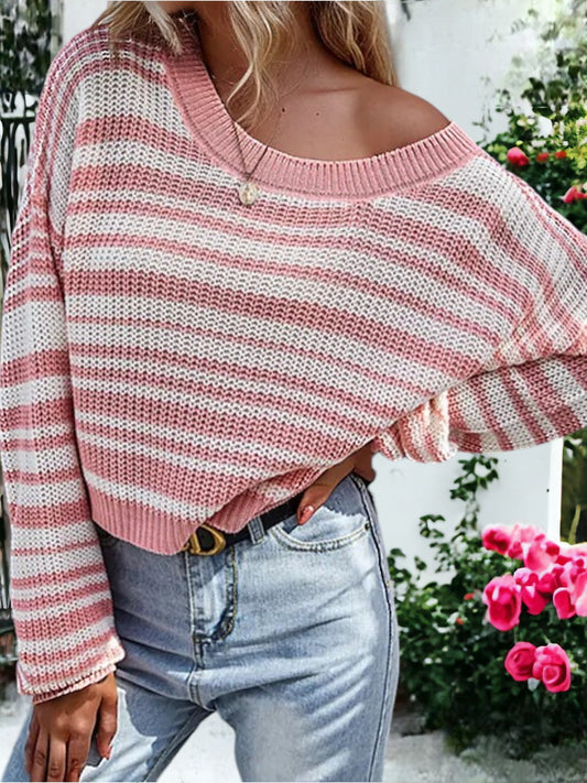 Drop Shoulder Striped Sweater