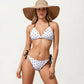 2-Piece Heart Print Triangle Bikini Set with Adjustable Straps and Side Tie Bottom