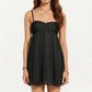 Spaghetti Strap Babydoll Mini Dress with Sweetheart Neckline Flowy A-Line Silhouette