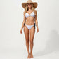 2-Piece Heart Print Triangle Bikini Set with Adjustable Straps and Side Tie Bottom