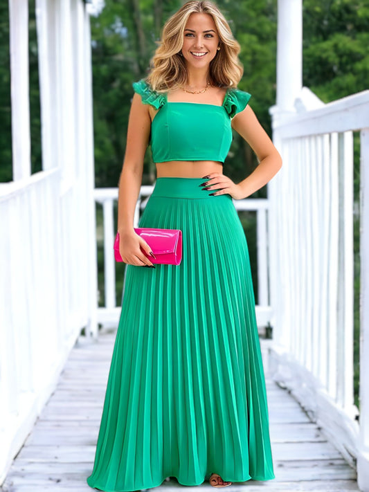Ruffle Top and Pleated Skirt Coordinates